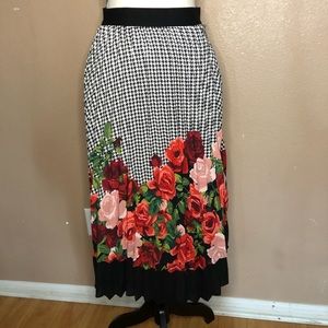 NY&C 7TH AVENUE MIXED-PRINT PLEATED SKIRT